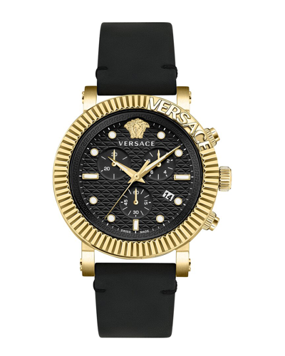 Versace V-classic Leather Watch In Multi