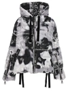 Khrisjoy Bandana Print Khris Hooded Down Jacket In White/black