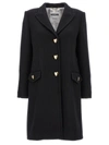 Moschino Heart-shaped Buttons Black Coat In Black