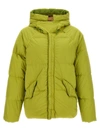 Ten C Nylon Hooded Down Jacket With Raglan Sleeves In Green