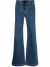 See By Chloé Front-tie Flared Jeans In Blue