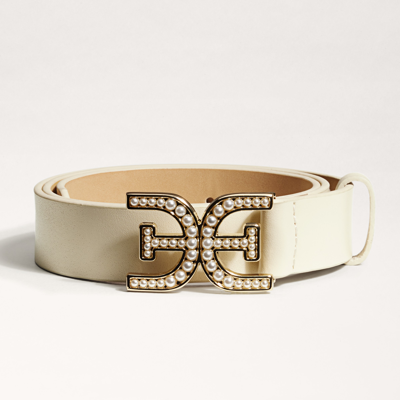 Sam Edelman Pearl Logo Belt Ivory In White