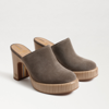 Sam Edelman Shiloh Leather Heel Mule In Green