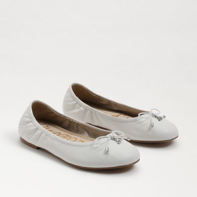 SAM EDELMAN SAM EDELMAN KIDS' FELICIA BALLET FLAT BRIGHT WHITE LEATHER