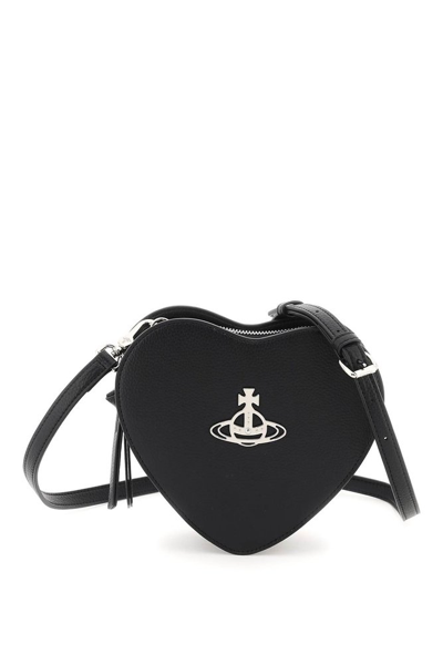 Vivienne Westwood Louise Heart Orb Plaque Shoulder Bag In Black