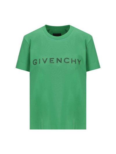 Givenchy Logo Embellished Crewneck T In Green