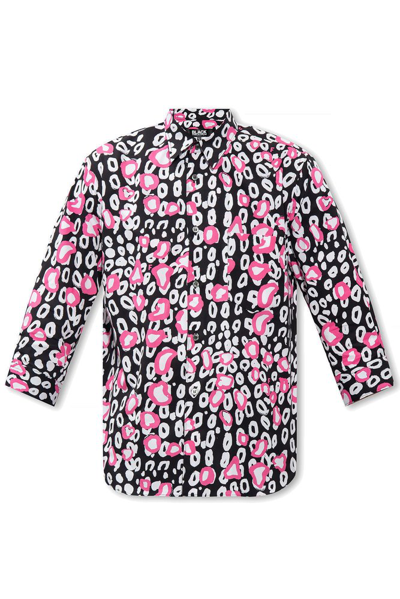 Black Comme Des Garçons Leopard-print Cotton Shirt In Pink