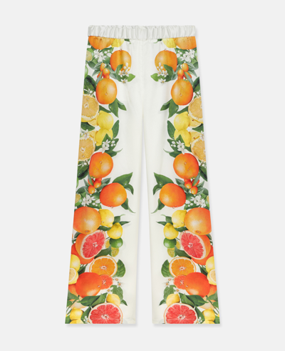 Stella Mccartney Fruit Print Silk Trousers In Multicolour
