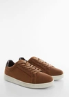 MANGO LACE-UP LEATHER SNEAKERS CHOCOLATE