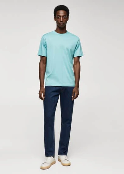 Mango Mercerised Regular-fit T-shirt Sky Blue