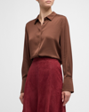 Kobi Halperin Larissa Split-cuff Button-down Blouse In Sable