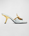 Tory Burch Patos Disc Metallic Mule Sandals In Argento Gold Go