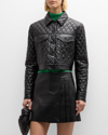 ALICE AND OLIVIA CHLOE VEGAN LEATHER QUILTED BOXY CROP JACKET