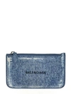 Balenciaga Cash Large Long Coin And Card Holder Denim Printed In Default Title