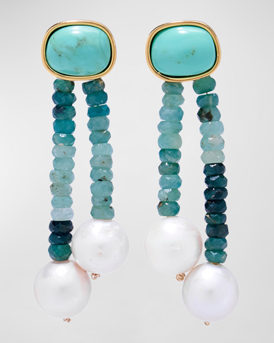 Lizzie Fortunato Alvar Turquoise & Pearl Drop Earrings