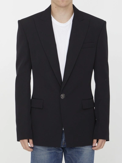 Balmain Single-breasted Wool Jacket In Black