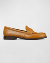 Tory Burch Almond Toe Leather Loafers With Scalloped Trim In Coconut Sugar