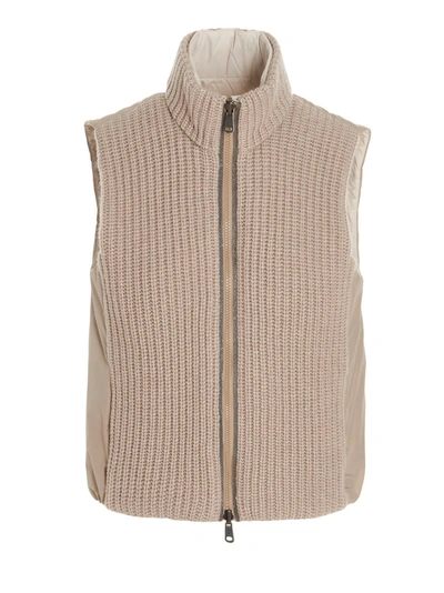 Brunello Cucinelli Reversible Cashmere Vest In Beige