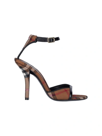 Burberry Check Stiletto-heel Sandals In Brown