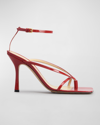 BOTTEGA VENETA PATENT LEATHER ANKLE-STRAP SANDALS