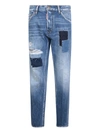 Dsquared2 Distressed Patchwork Cropped Jeans In Blue