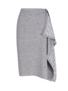 Fendi Logo Pattern Midi Drape Wool Skirt In Grey