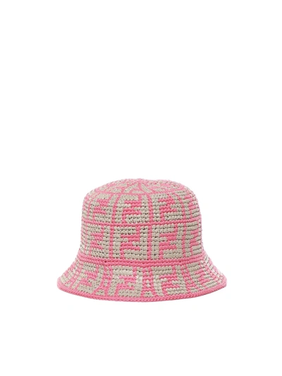 Fendi Ff Woven Motif Bucket Hat In Pink Dalia