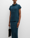 Eileen Fisher Ribbed Turtleneck Wool Tank In Alpine