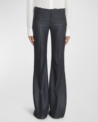 Chloé Armoured Silk Wool Bootcut-leg Trousers In Black