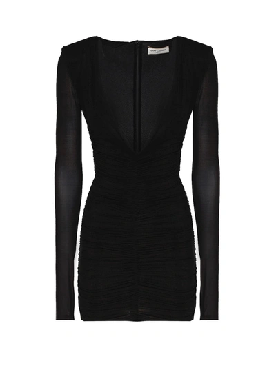 Saint Laurent Draped Dress In Jersey In Black