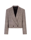 Stella Mccartney Oat Double-breasted Short Wide Blazer In Marrone