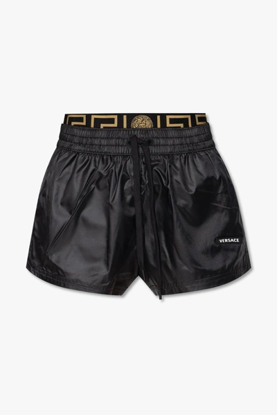 Versace Logo Patch Drawstring Shorts In Default Title
