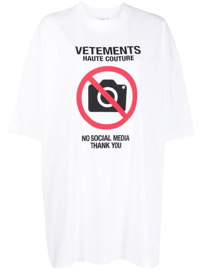 Vetements No Social Media Printed T In White