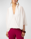 Trina Turk Concourse 2 Crinkled Dolman-sleeve Top In Cream