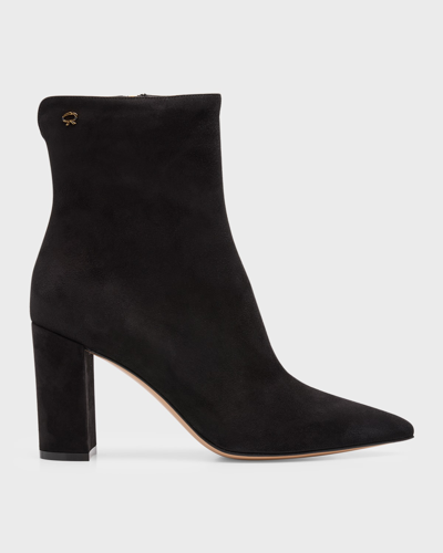 Gianvito Rossi Lyell Suede Ankle Booties In Black