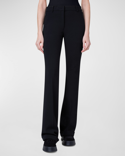 Akris Marisa Wool Trouser Pants With Rolled Cuffs In Black