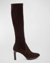 Aquatalia Rhumba Ii Stretch Suede Knee-length Boots In Espresso