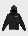 Palm Angels Boy's Classic Logo-print Hoodie In Black White