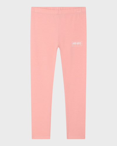 Kenzo Girls Pink Kids Spellout-logo Stretch-cotton Leggings 4-12 Years