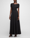 Co Short-sleeve Off-the-shoulder Maxi Dress In Black
