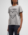 CINQ À SEPT SMILING HEART HEATHERED GRAPHIC T-SHIRT
