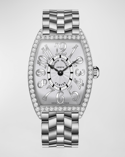 Franck Muller 35mm Cintree Curvex Stainless Steel Diamond Watch With Bracelet Strap In Sapphire