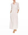 Everyday Ritual Tracey Cotton Henley Caftan In Coconut Shimmer