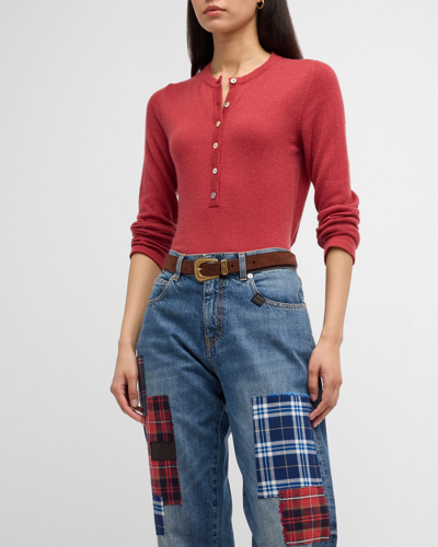 Fortela Lou Cashmere Henley Top In Wine