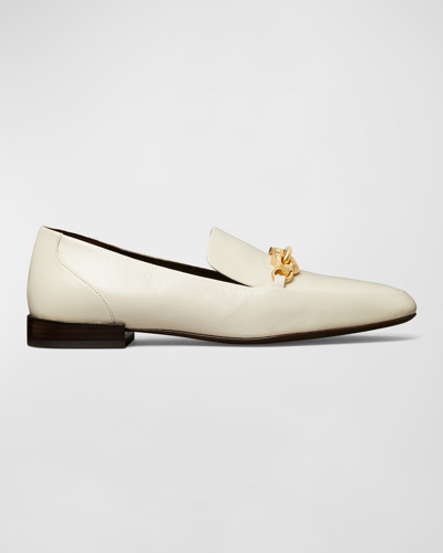 Tory Burch Jessa Leather Chain Loafers In Light Cream Gold