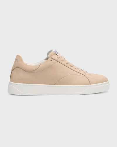Lanvin Dbb1 Panelled Leather Low-top Trainers In Sand