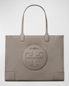 Tory Burch Ella Logo Recycled Nylon Tote Bag In Gray Heron