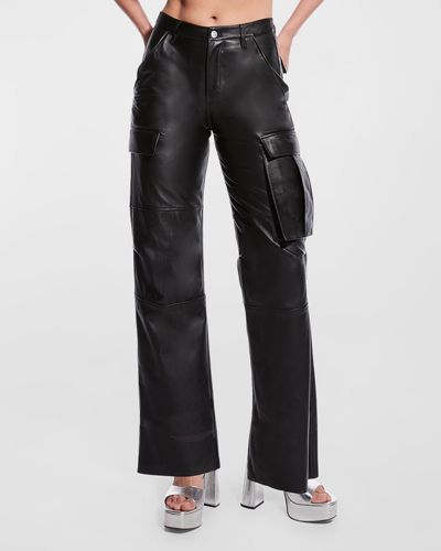 As By Df Cole Upcycled Leather Cargo Pants In Black