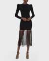 Helsi Greta Puff-shoulder Tassel Midi Dress In Black