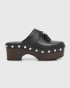 Rag & Bone Johannes Leather Tassel Mule Clogs In Blk